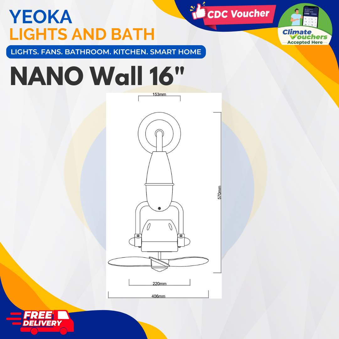 FANCO Ceiling Fan NANO DC Motor Corner Fan (16")