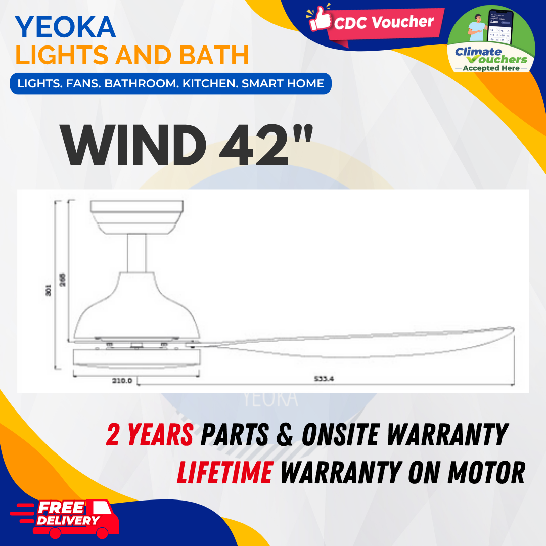 BESTAR Ceiling Fan Wind|32/42/52" 24W LED RGB|5 Blade 3 Colour