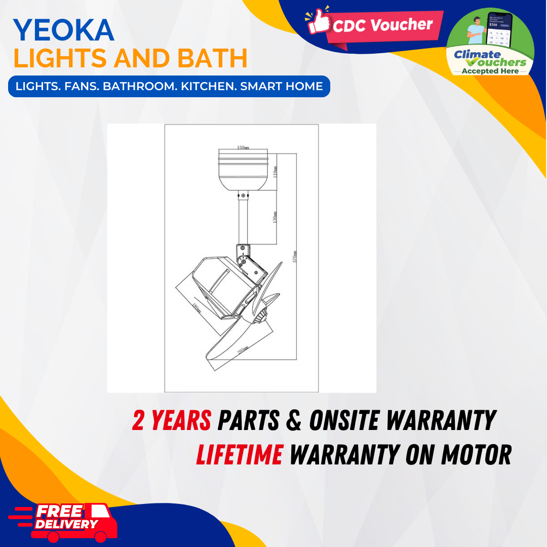 BESTAR Corner Fan Dino| Ceiling Mounted| 16" 2 Colours