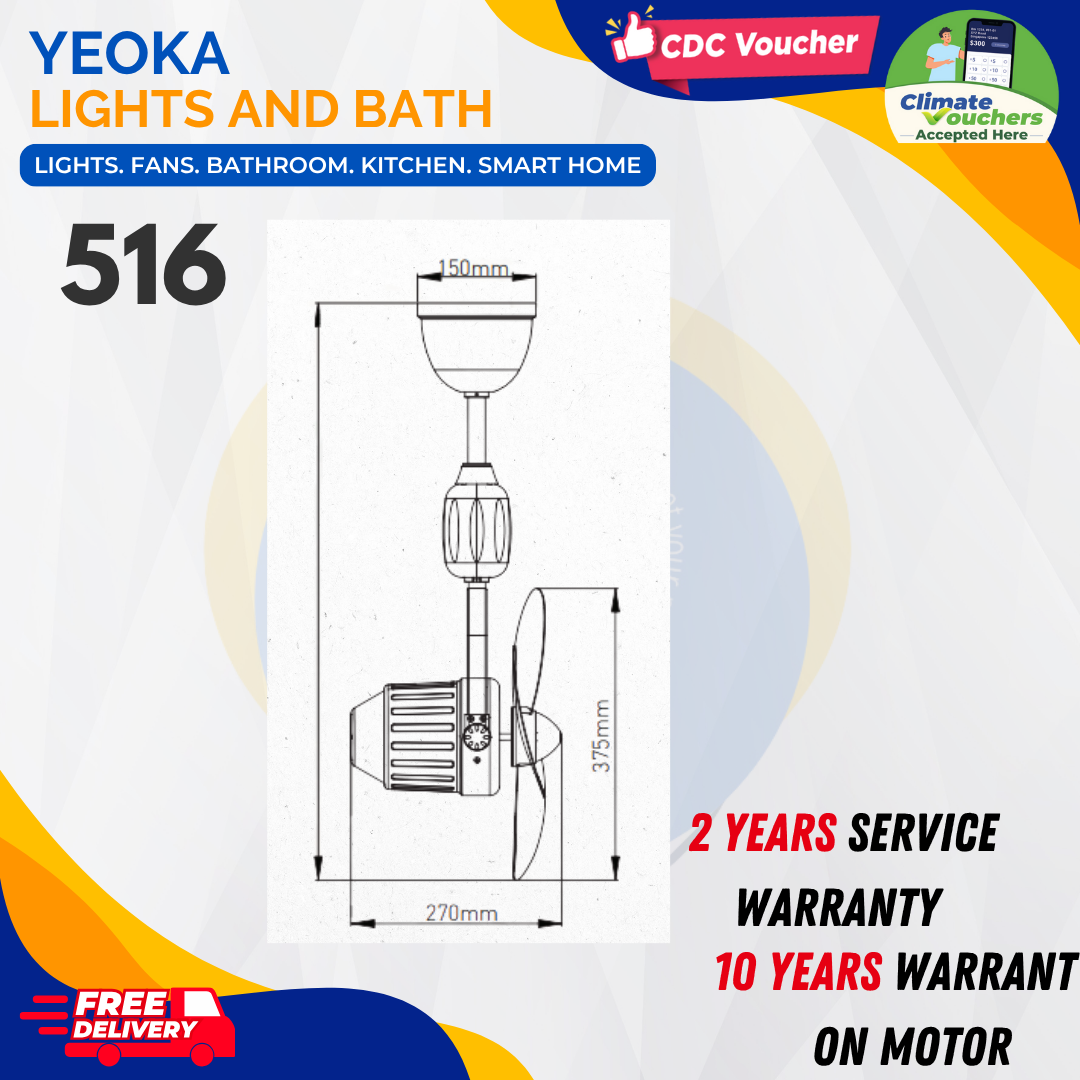 D'FAN  Corner Fan 516 DC Motor (16") Ceiling Mounted