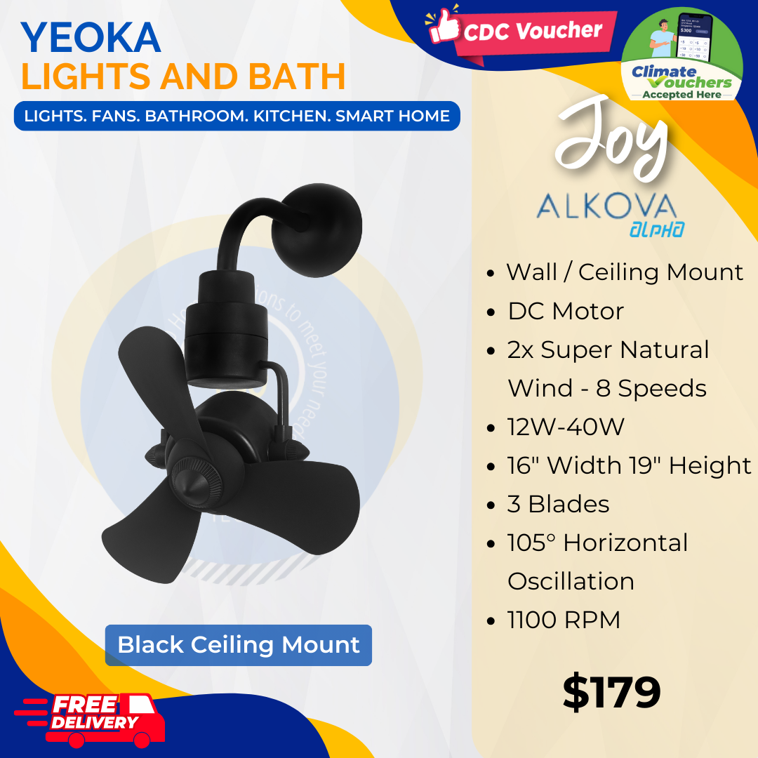 [YEOKA LIGHTS AND BATH] ALPHA ALKOVA JOY CORNER FAN DC MOTOR SUPER WIND FREE DELIVERY
