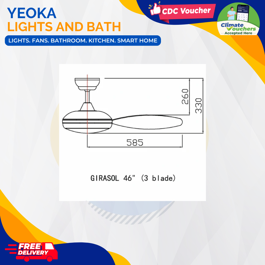 [YEOKA LIGHTS AND BATH] FANCO GIRASOL CEILING FAN DC MOTOR FREE DELIVERY