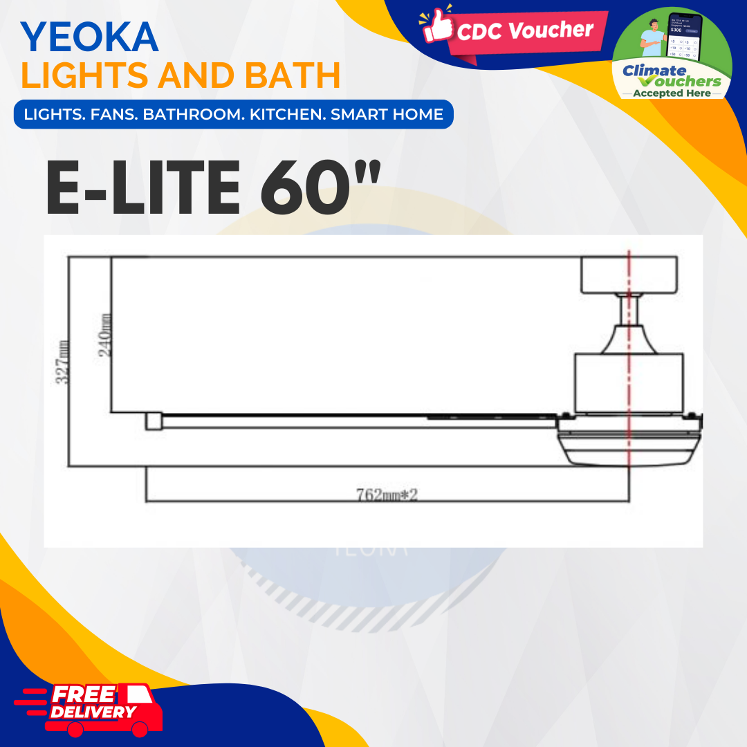 FANCO Ceiling Fan E-LITE DC Motor (48"/52"/60"/72") with 3 Tone LED Light Kit