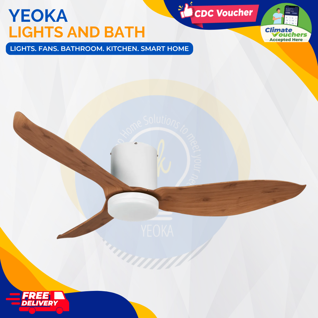 AEROAIR Ceiling Fan AA-335 DC Motor | (35"/46"/52') with 3 Tone LED Light Kit + Remote Control