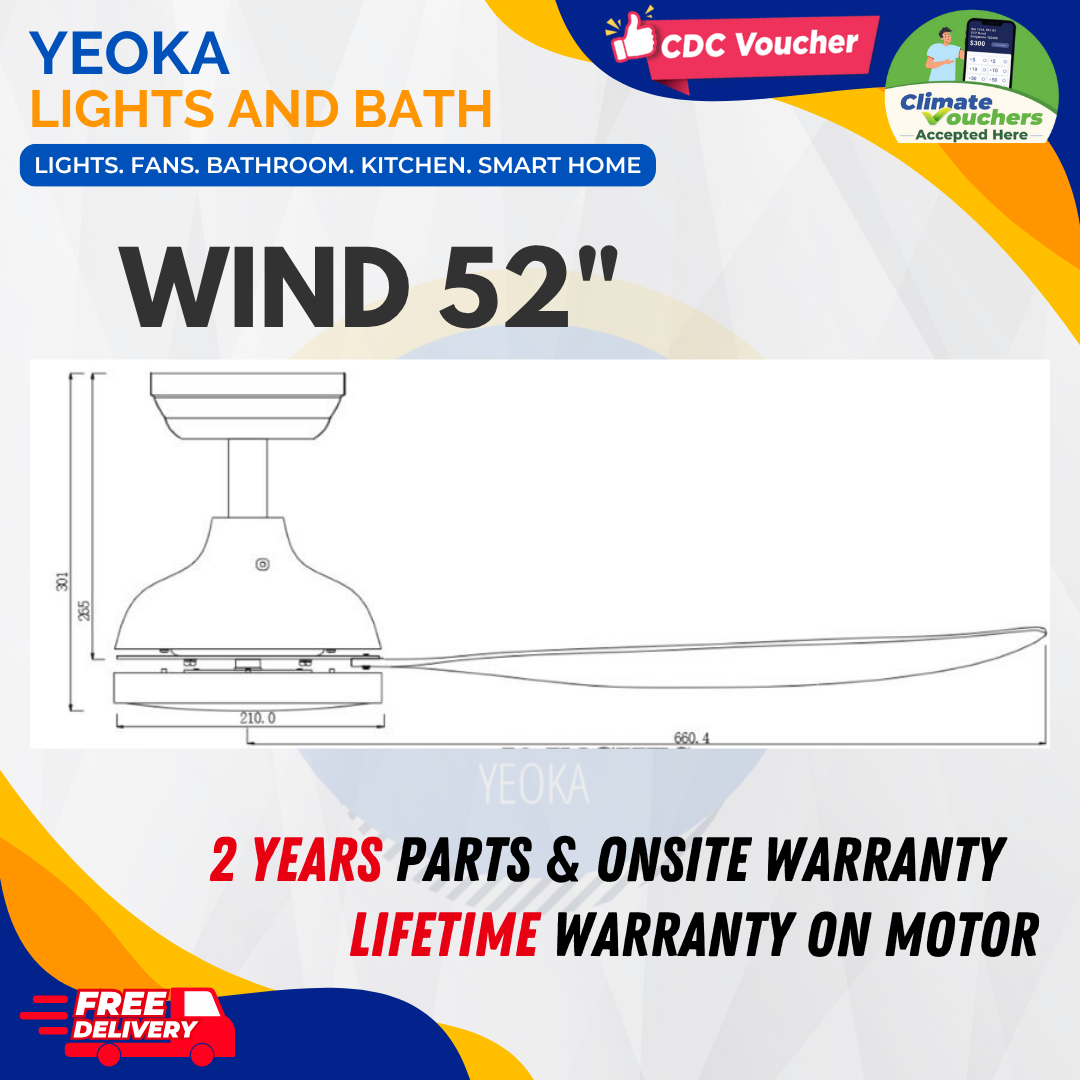 BESTAR Ceiling Fan Wind|32/42/52" 24W LED RGB|5 Blade 3 Colour