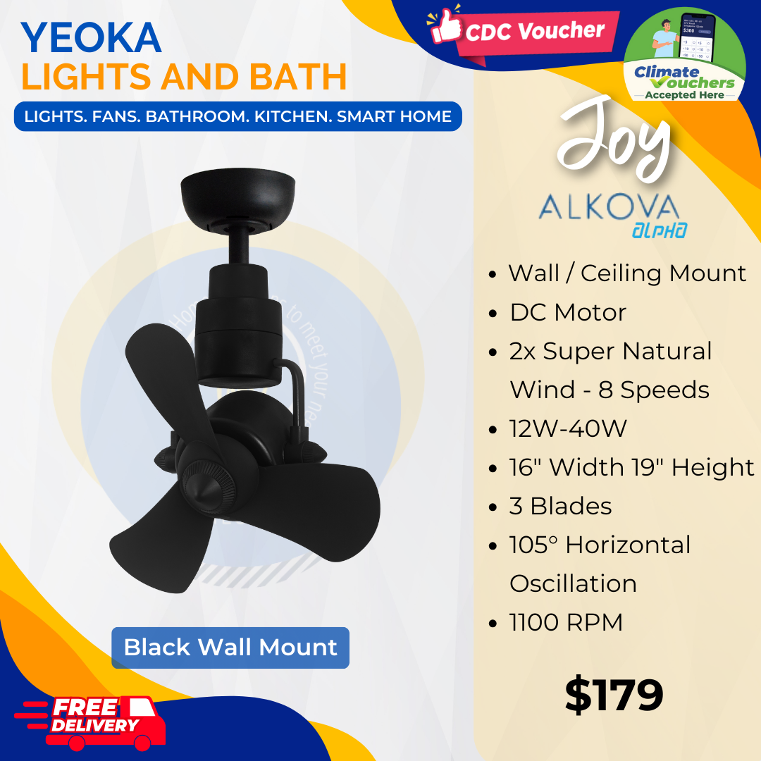 [YEOKA LIGHTS AND BATH] ALPHA ALKOVA JOY CORNER FAN DC MOTOR SUPER WIND FREE DELIVERY