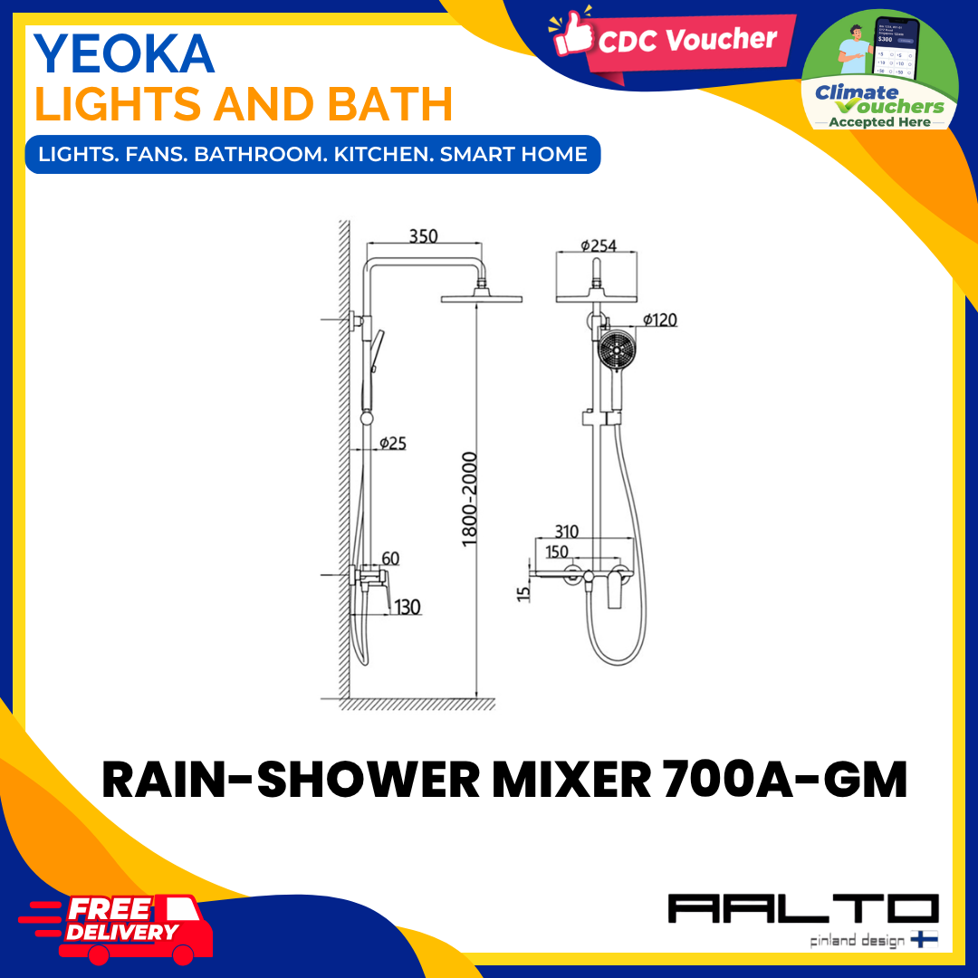 AALTO 700A Modern Rainshower Mixer Set