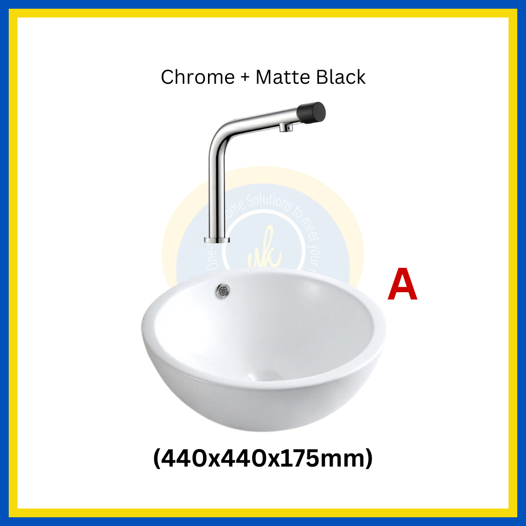"MIX & MATCH" (1+1) Top Mount Basin + Basin Mixer Tap