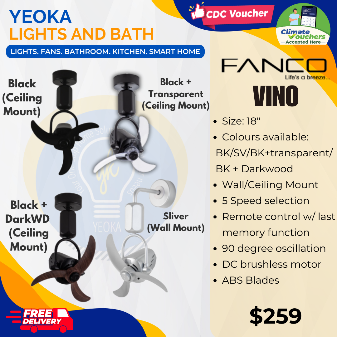 FANCO Corner Fan VINO DC Motor (18") Ceiling Mounted