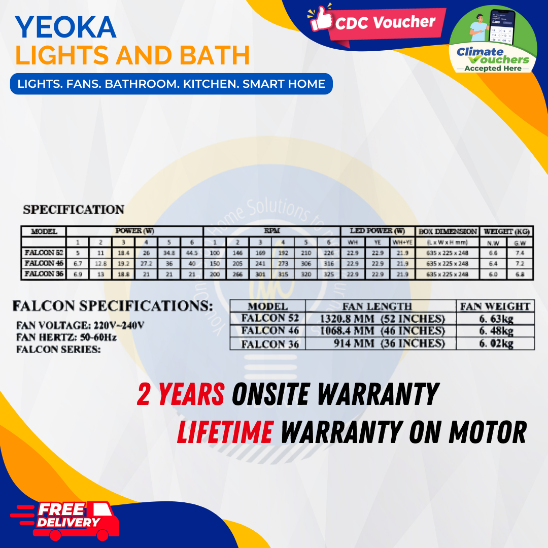 BESTAR Ceiling Fan Falcon | 36"/46"/52" 24W LED RGB