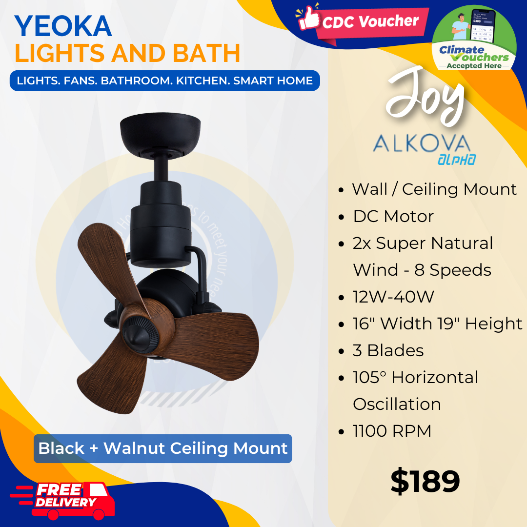 [YEOKA LIGHTS AND BATH] ALPHA ALKOVA JOY CORNER FAN DC MOTOR SUPER WIND FREE DELIVERY
