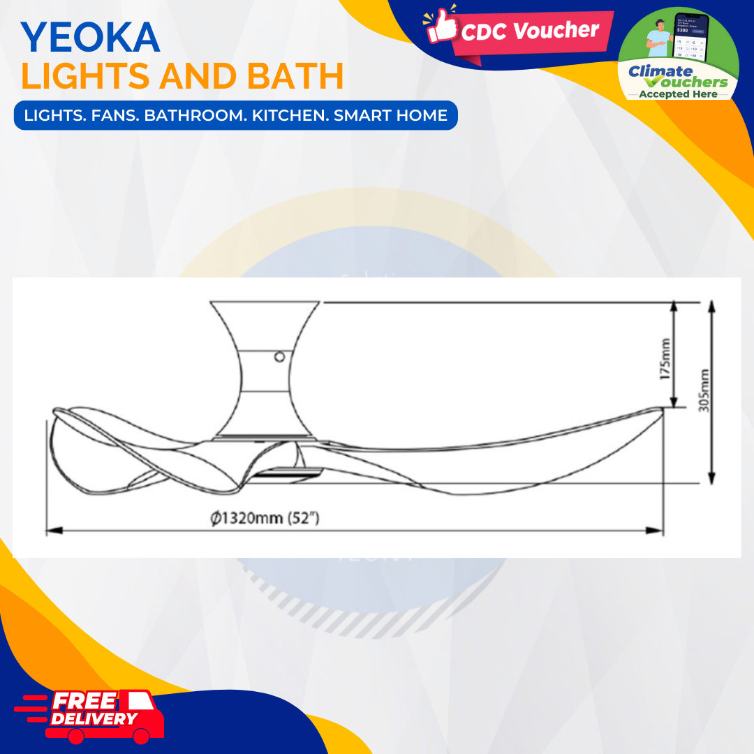 ALASKA Ceiling Fan Aerahaus C.U.R.A/H 52 Inch