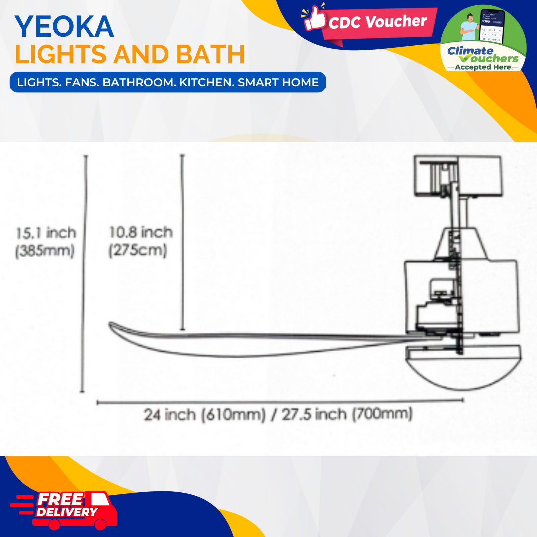 CRESTAR Ceiling Fan Valueair 5B|48/55" 20W LED RGB