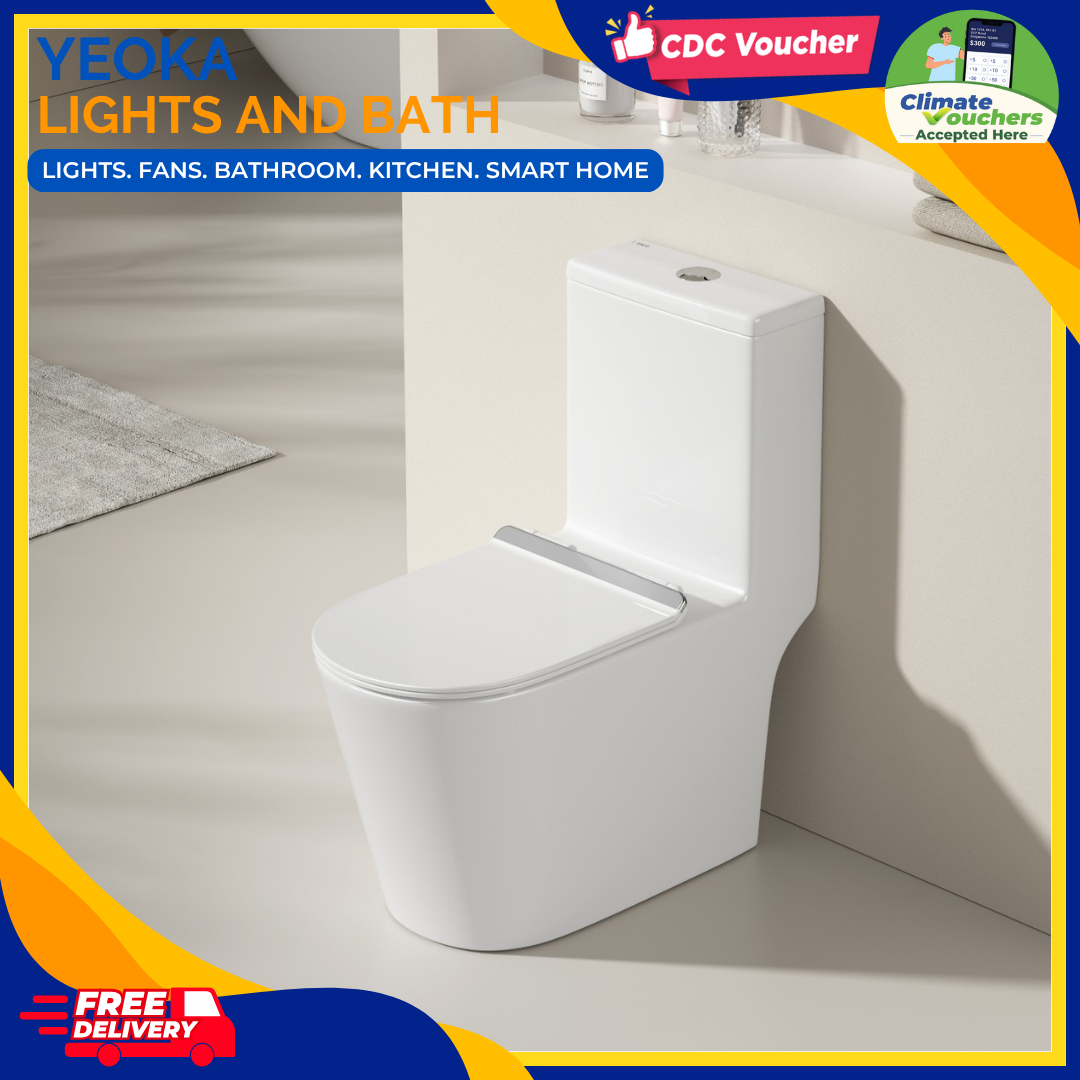 YEOKA x EACO T988 Toilet Bowl, Geberit Flushing System, Tornado Vortex Flushing, Urea Soft Closing Seat Cover, Hygienic Rimless Design