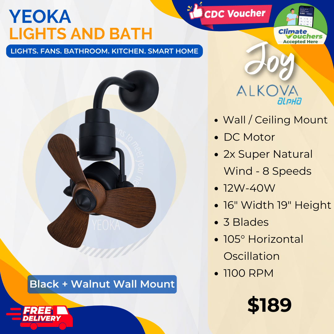 [YEOKA LIGHTS AND BATH] ALPHA ALKOVA JOY CORNER FAN DC MOTOR SUPER WIND FREE DELIVERY