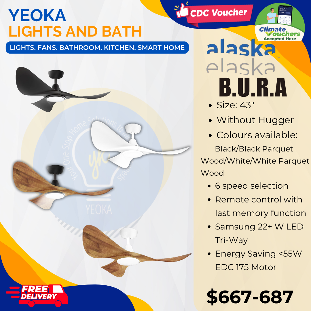 ALASKA Ceiling Fan Aerahaus B.U.R.A/H 43 Inch