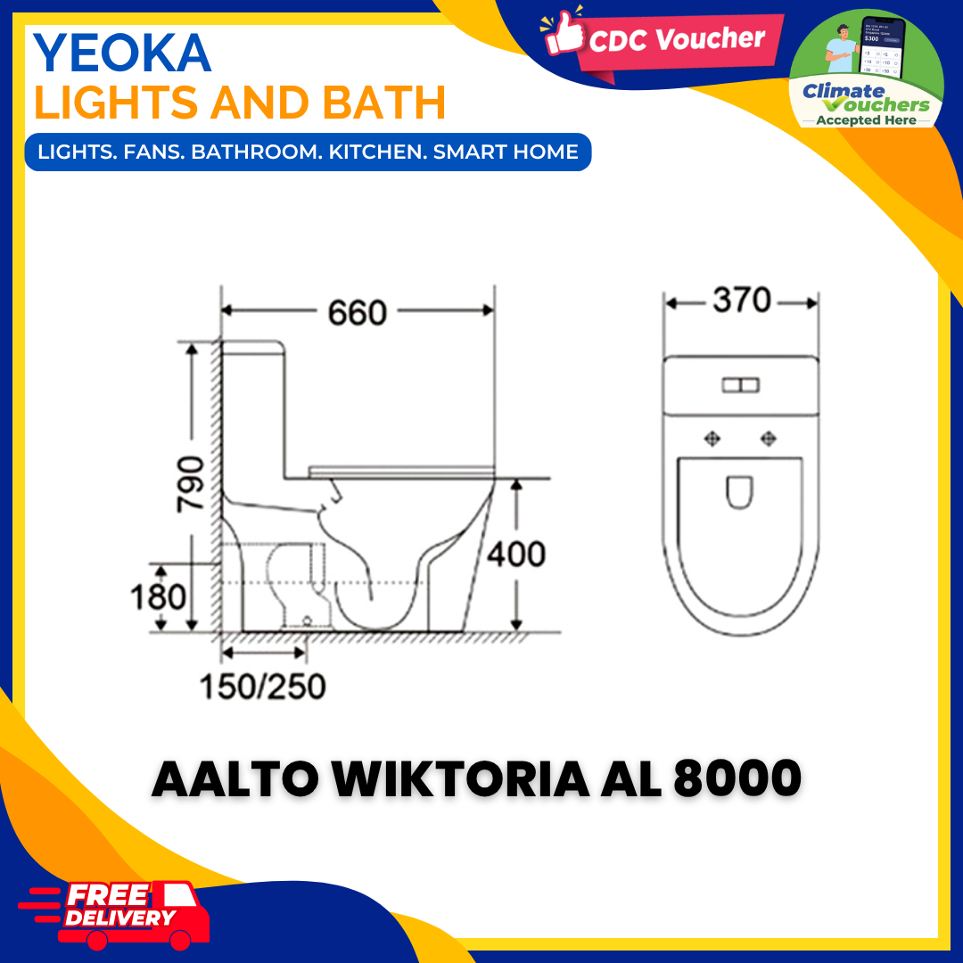 YEOKA X AALTO AL 8000 Toilet Bowl, Turbo Tornado Flushing, Geberit Flush System, Rimless Design