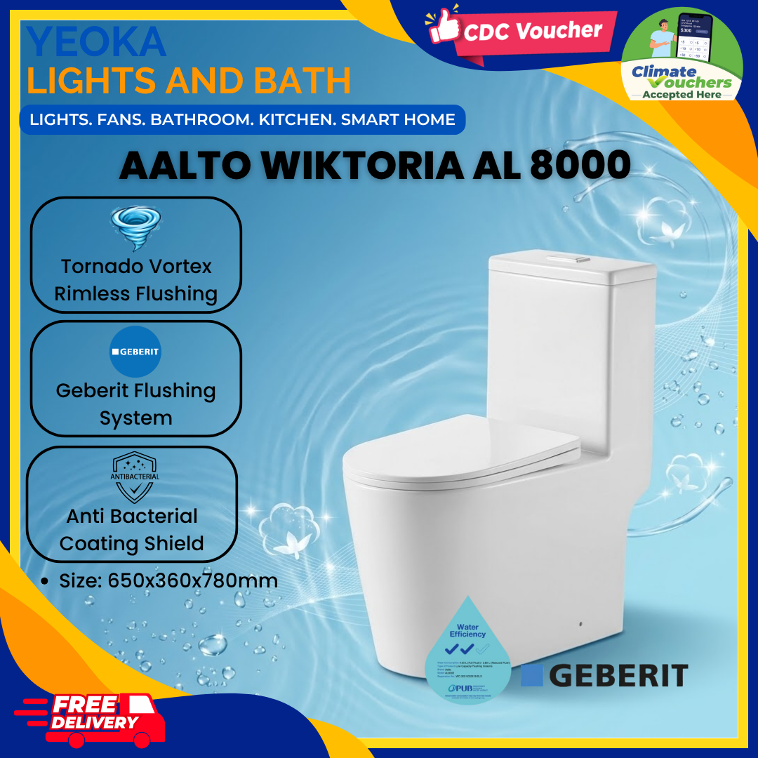 YEOKA X AALTO AL 8000 Toilet Bowl, Turbo Tornado Flushing, Geberit Flush System, Rimless Design