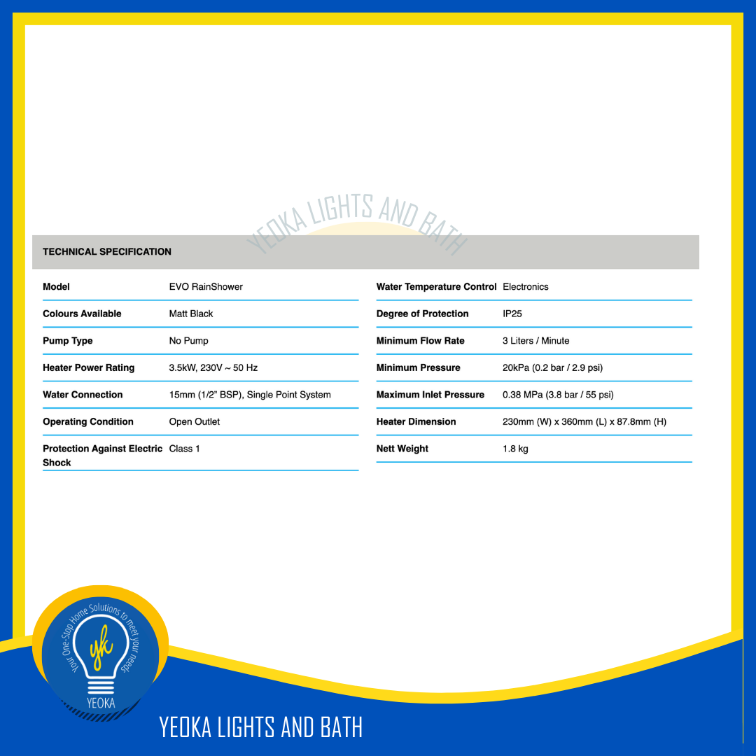 Alpha Evo Instant Heater with Rain Shower