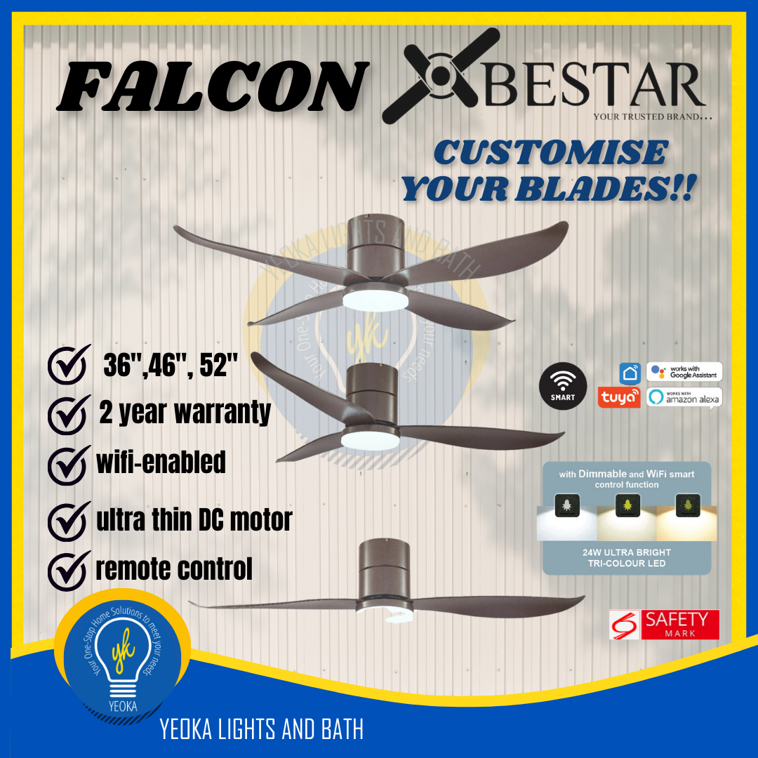 BESTAR Ceiling Fan Falcon | 36"/46"/52" 24W LED RGB