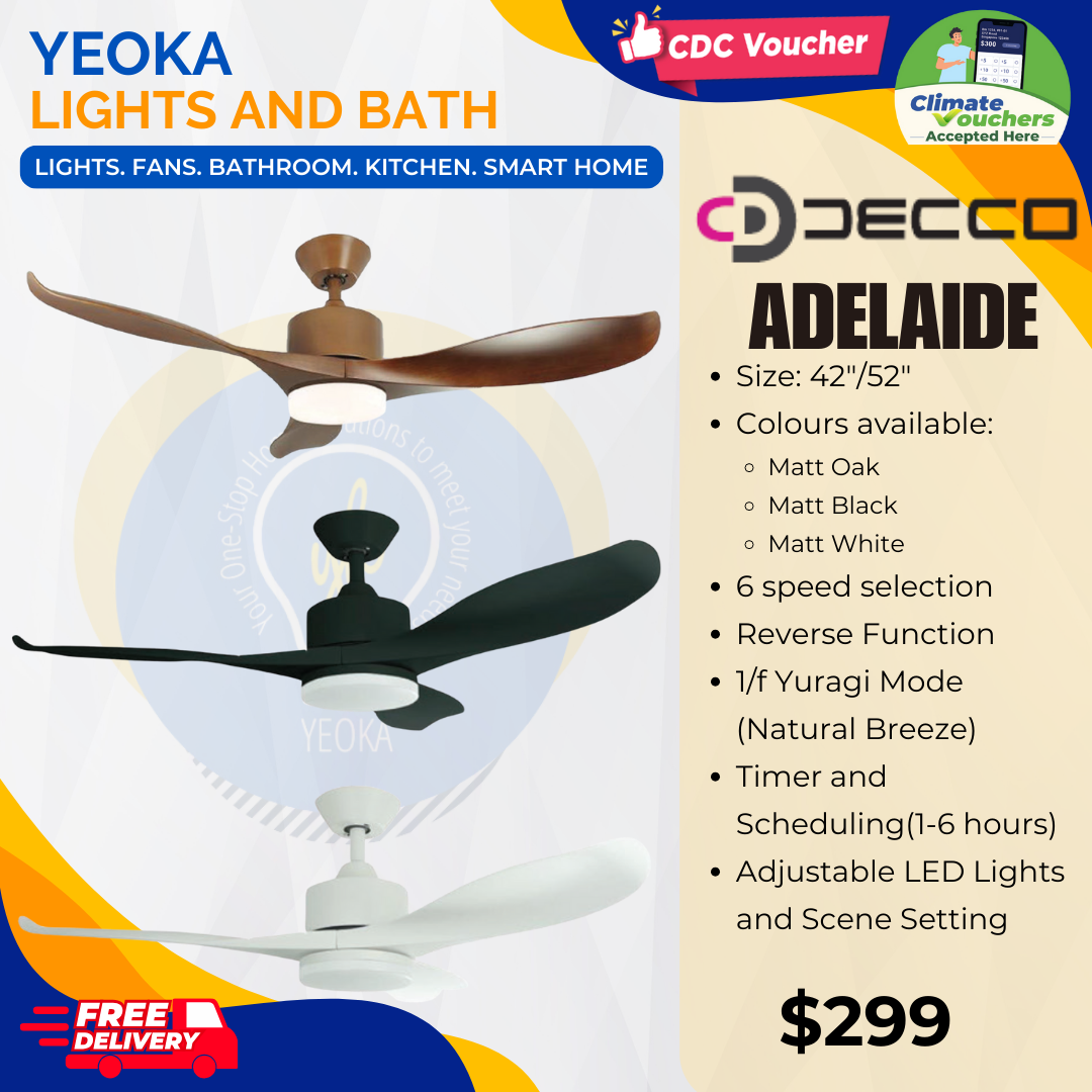 DECCO Ceiling Fan Adelaide DC Motor (42"/52")