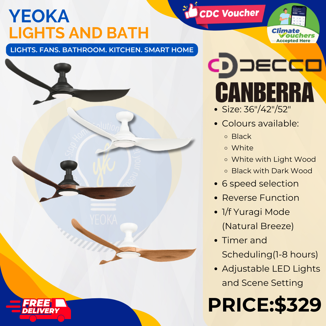 DECCO Ceiling Fan Canberra DC Motor (36"/46"/52")
