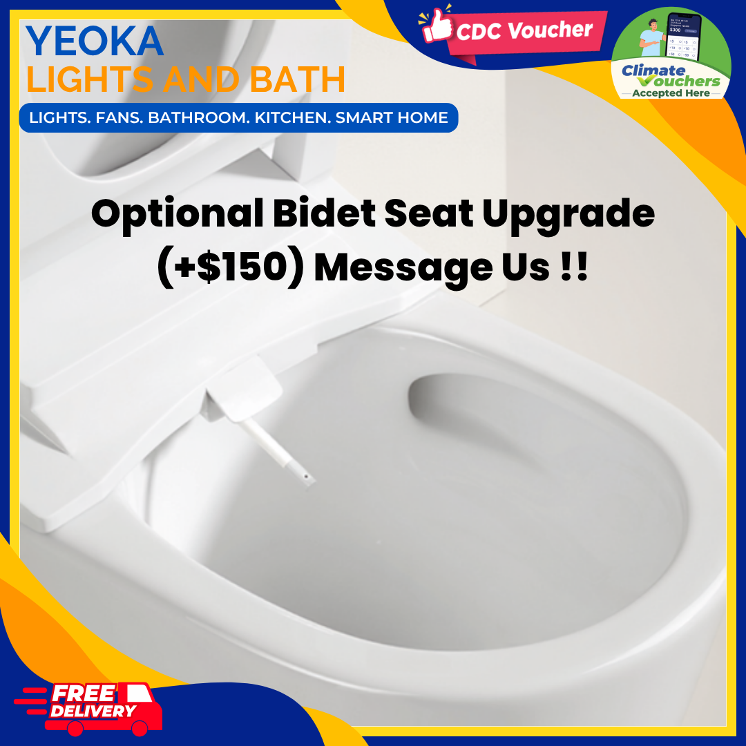 YEOKA x EACO T988 Toilet Bowl, Geberit Flushing System, Tornado Vortex Flushing, Urea Soft Closing Seat Cover, Hygienic Rimless Design
