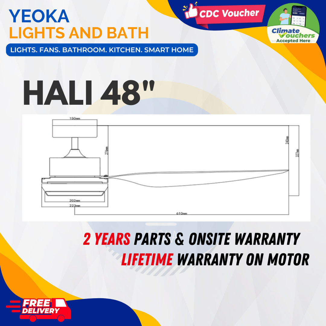 BESTAR Ceiling Fan HALI | 48/56" 24W LED RGB|6 Blades 3 Colours