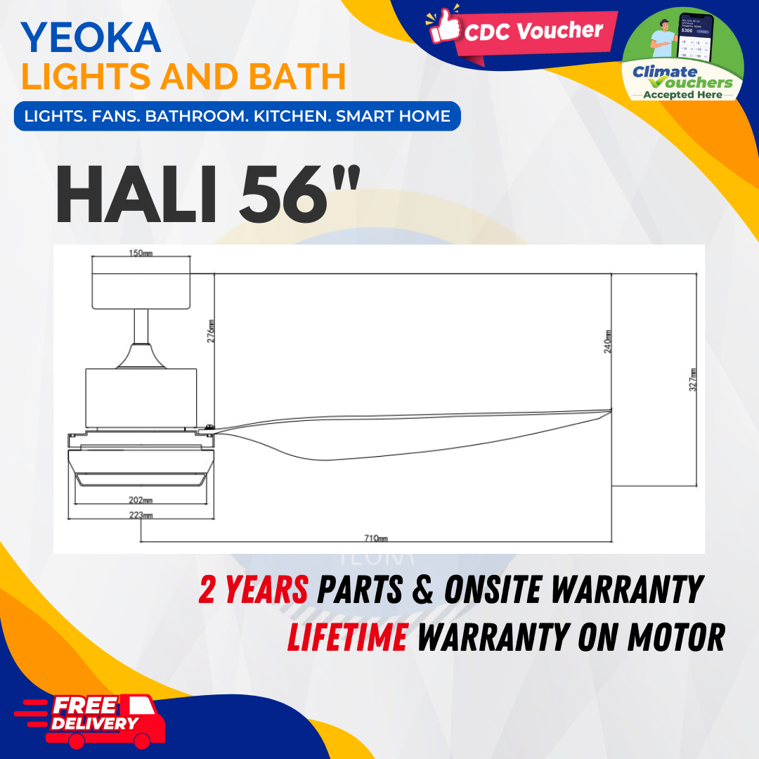 BESTAR Ceiling Fan HALI | 48/56" 24W LED RGB|6 Blades 3 Colours