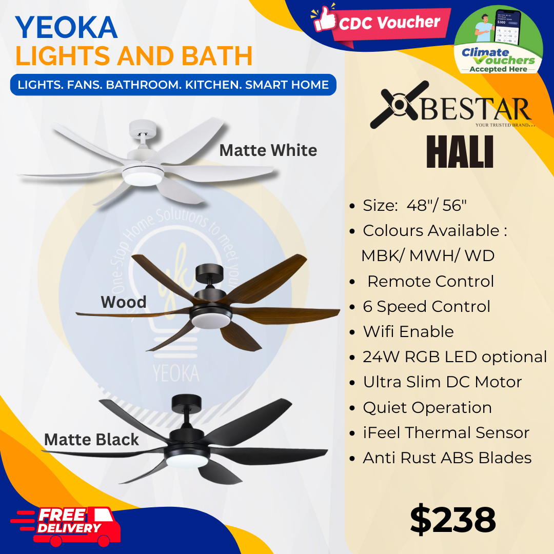 BESTAR Ceiling Fan HALI | 48/56" 24W LED RGB|6 Blades 3 Colours