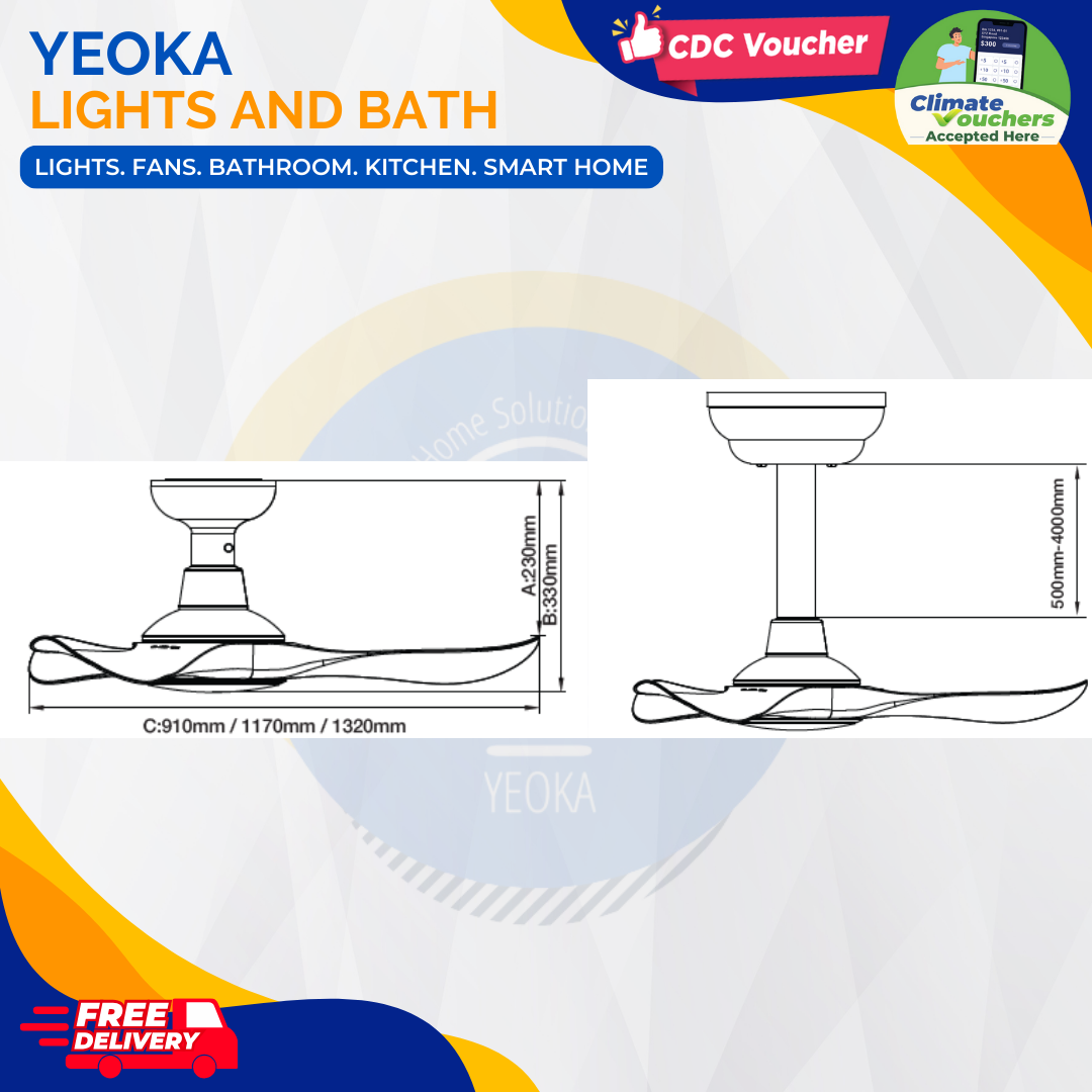 DECCO Ceiling Fan Canberra DC Motor (36"/46"/52")