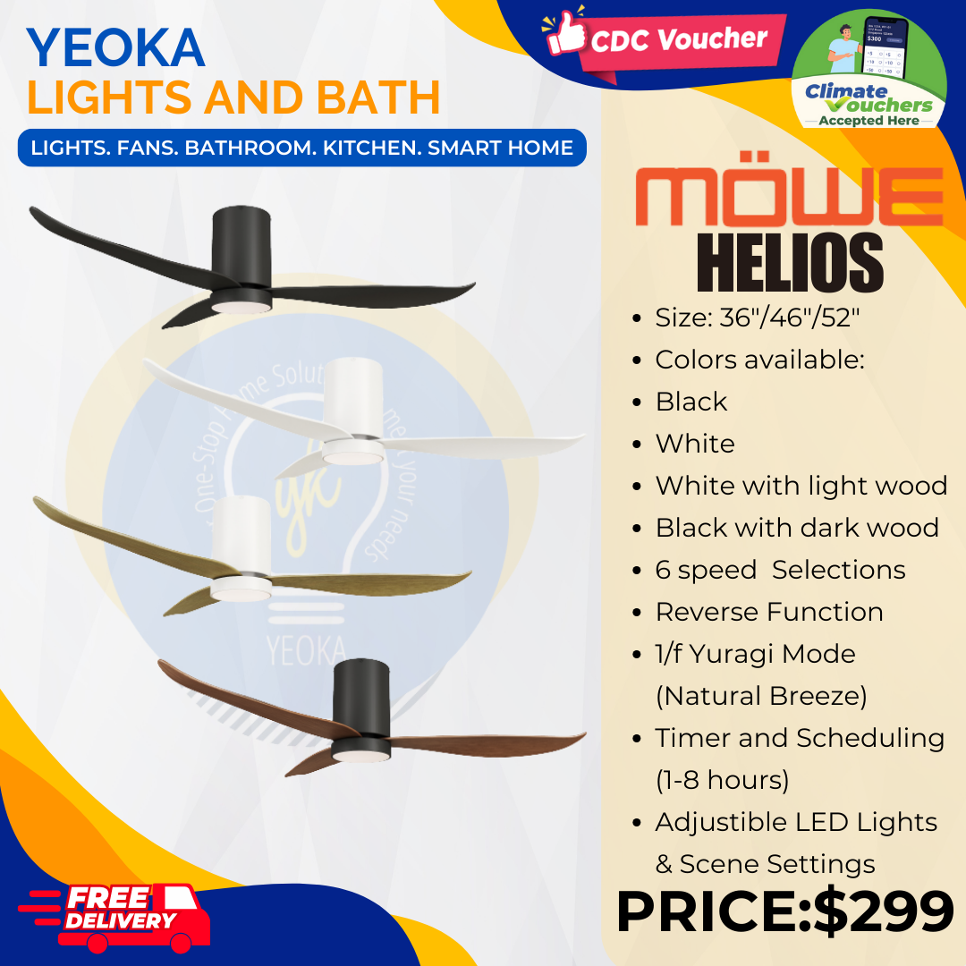 MOWE Ceiling Fan HELIOS DC Motor (36"/46"/52") (3 Blades)