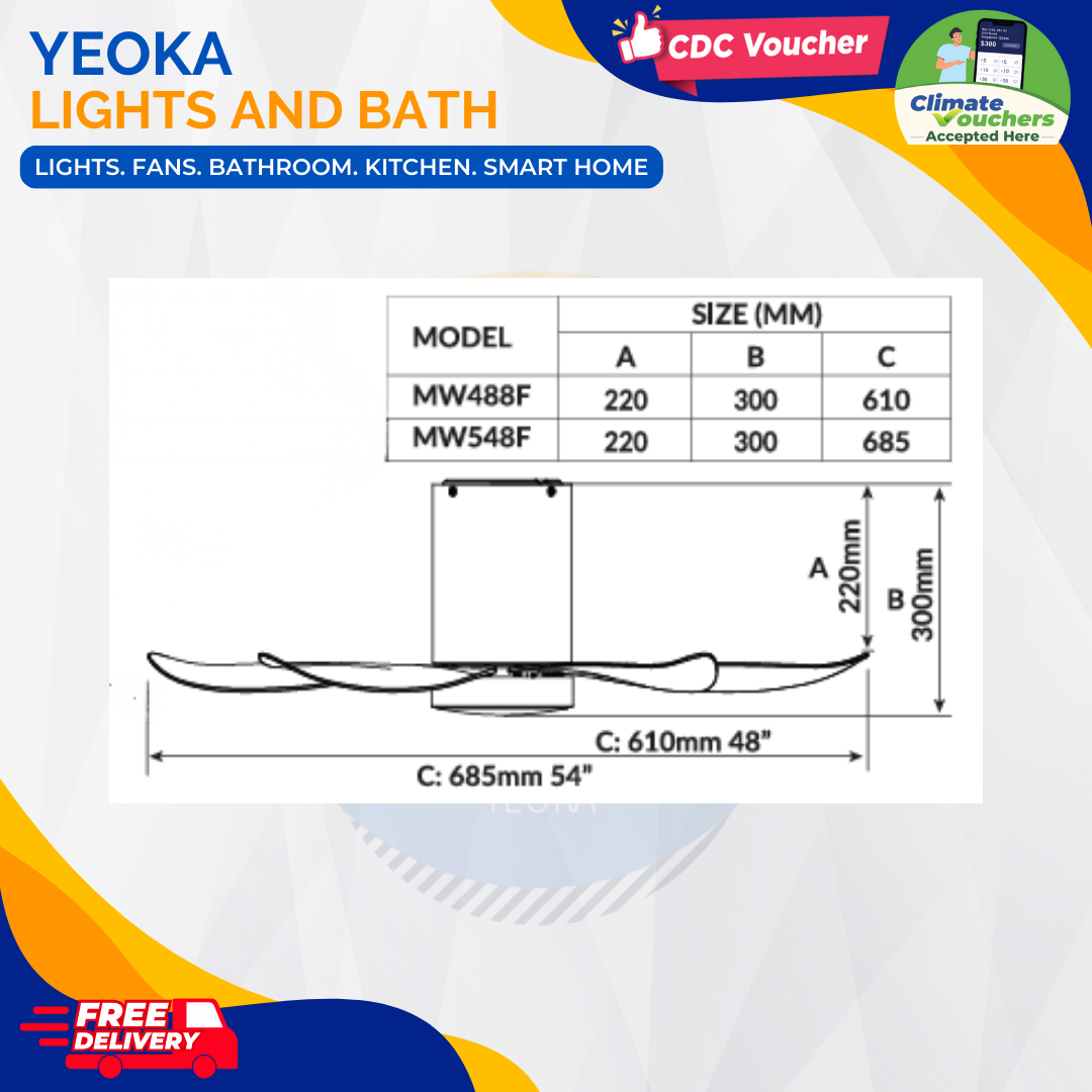MOWE Ceiling Fan HELIOS DC Motor (48"/54") (5 Blades)