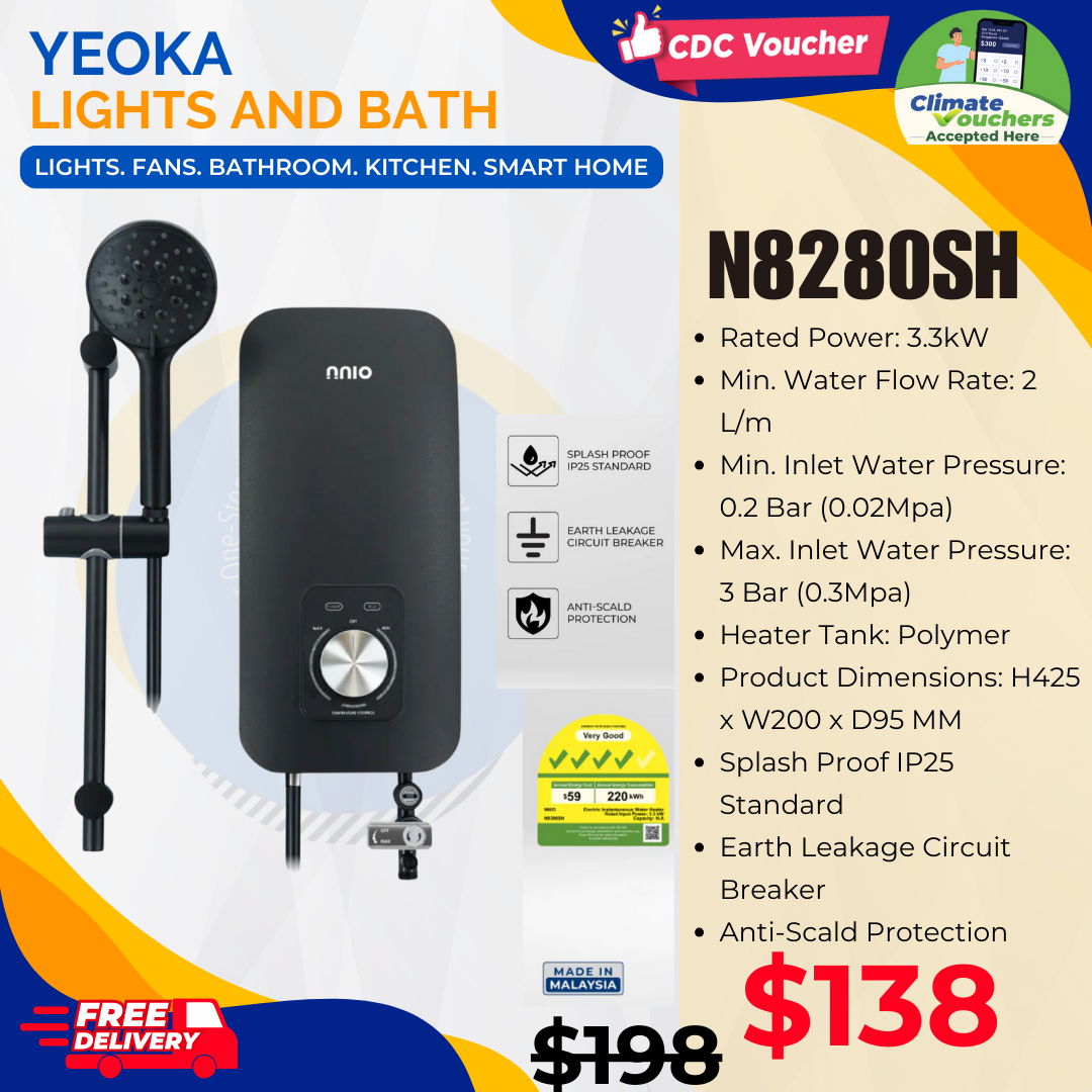 Nnio Instant Shower Heater with Handshower Set N8280SH