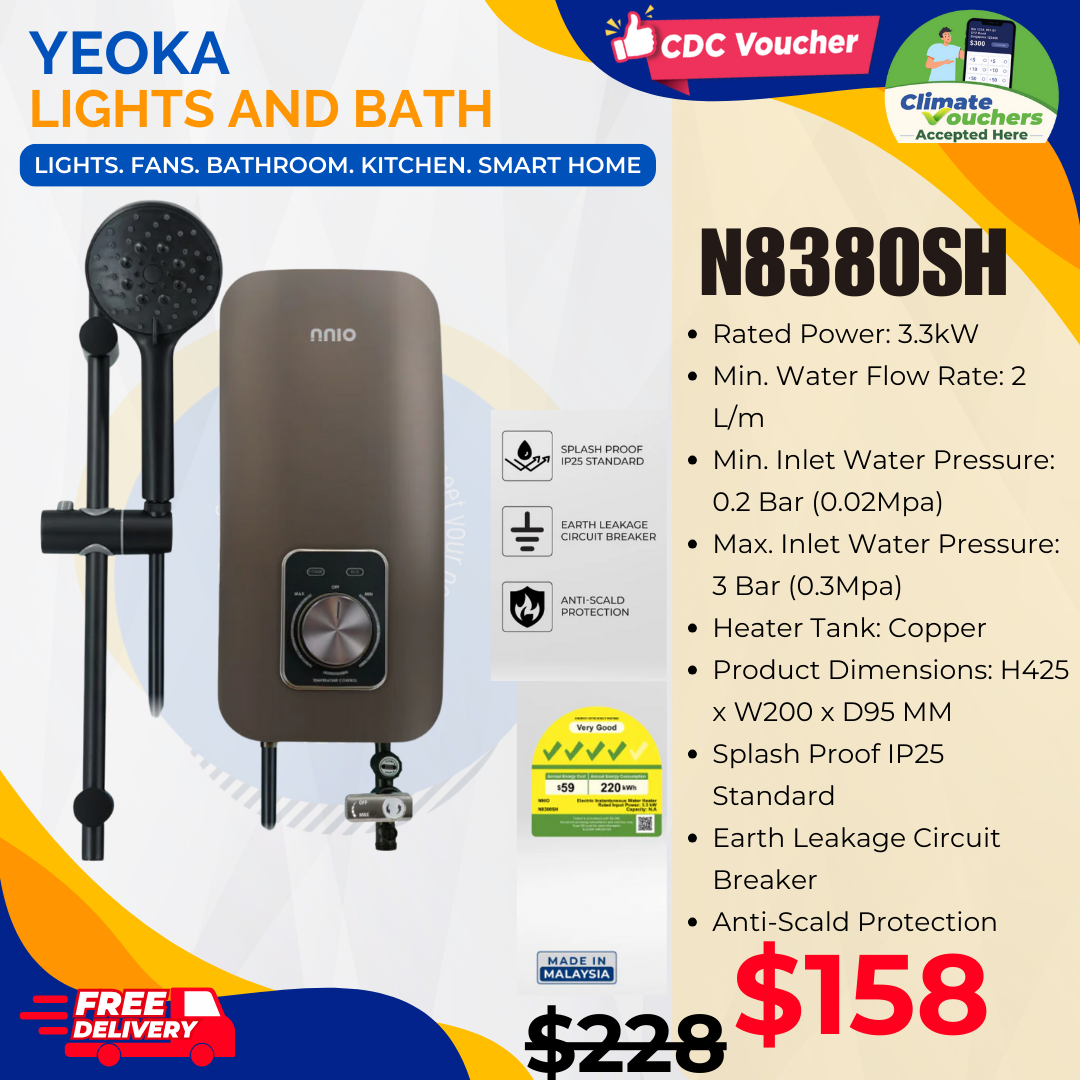 Nnio Instant Shower Heater with Handshower Set N8280SH