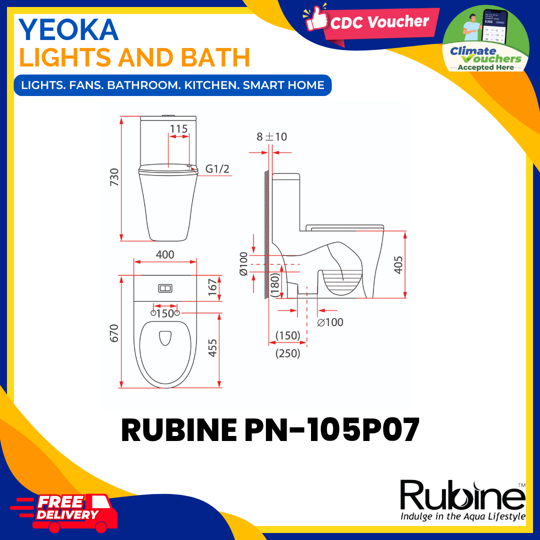 RUBINE PN-105P07 TOILET BOWL