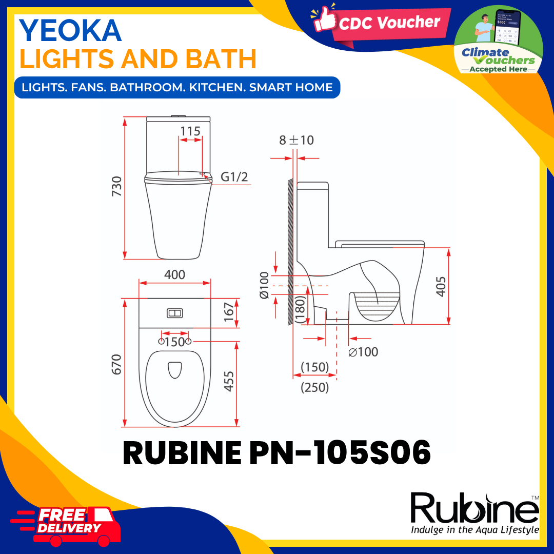 RUBINE PN-105S06 TOILET BOWL