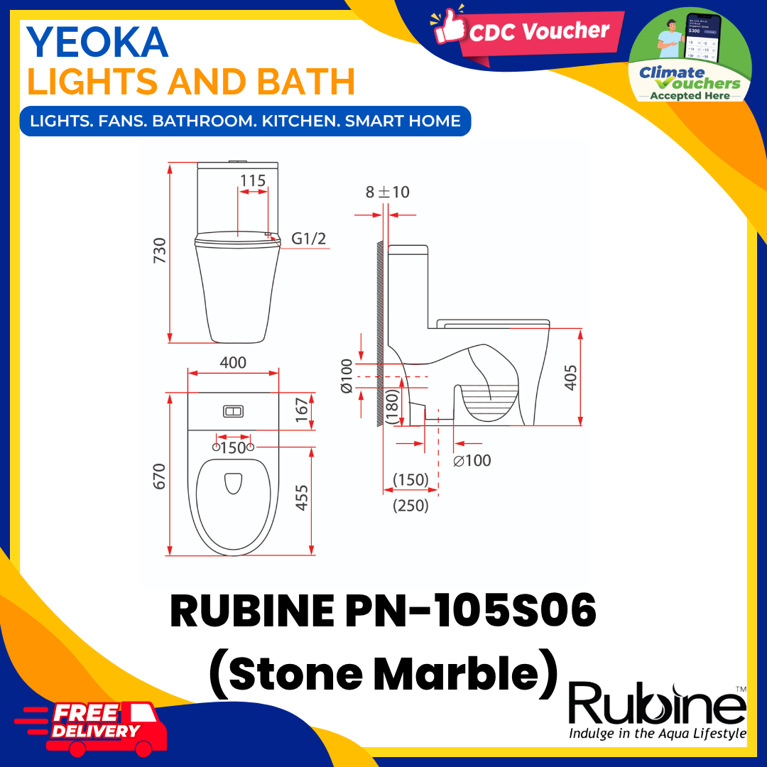 RUBINE PN-105S06 (Stone Marble) TOILET BOWL