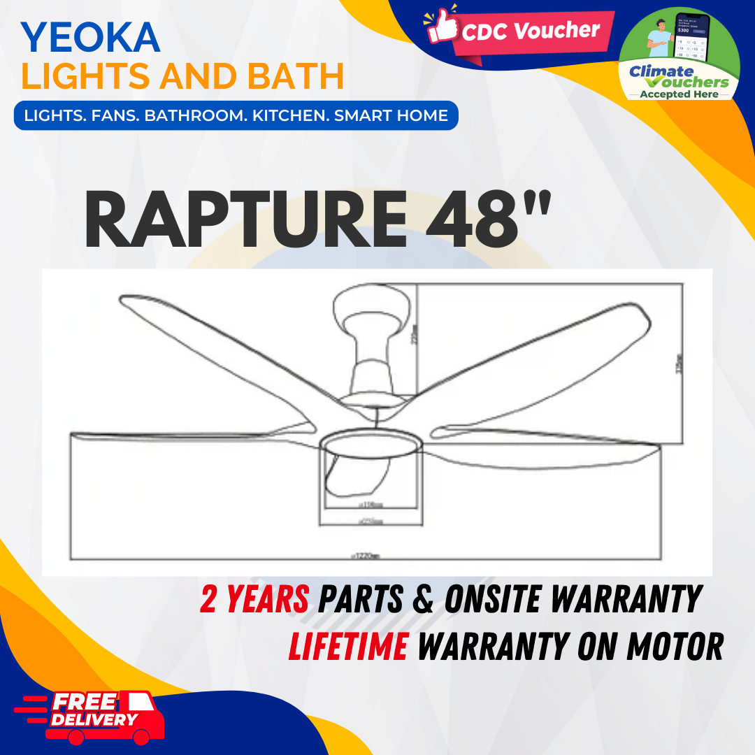 BESTAR Ceiling Fan Rapture |48/60" 24W LED RGB|5 Blades 3 Colours | SMART (wifi)