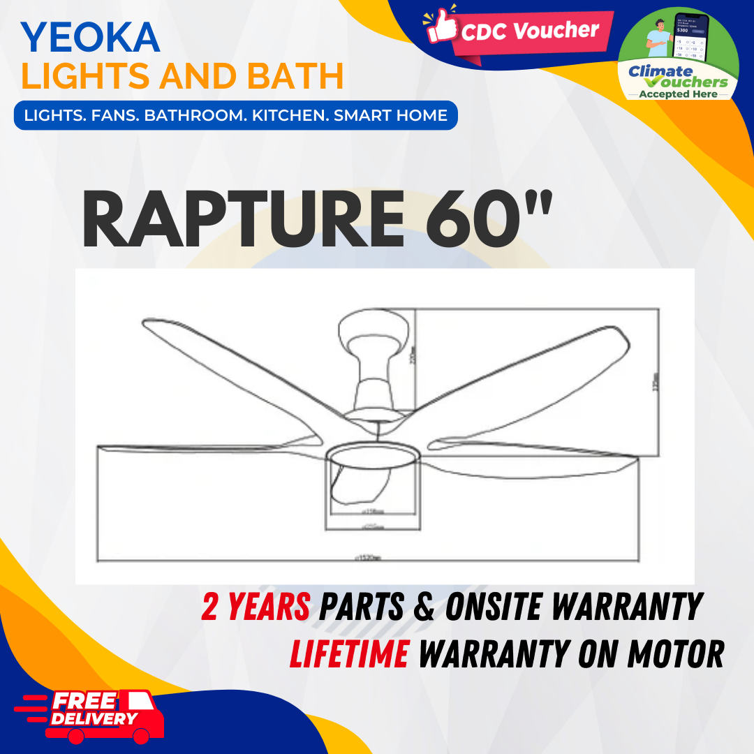 BESTAR Ceiling Fan Rapture |48/60" 24W LED RGB|5 Blades 3 Colours | SMART (wifi)