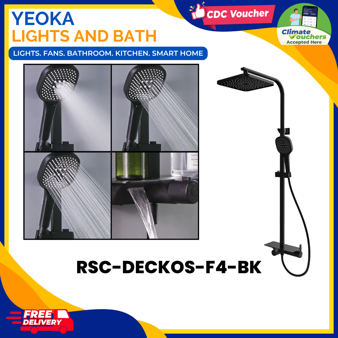 Rubine RSC-DECKOS-F4-BK Rainshower Mixer Set