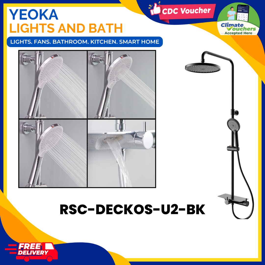 Rubine RSC-DECKOS-U2-BK Rainshower Mixer Set