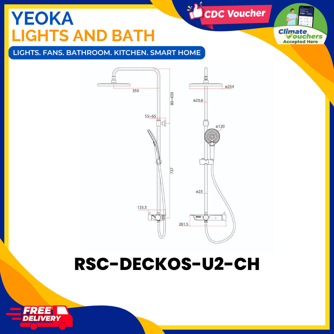 Rubine RSC-DECKOS-U2-CH Rainshower Mixer Set