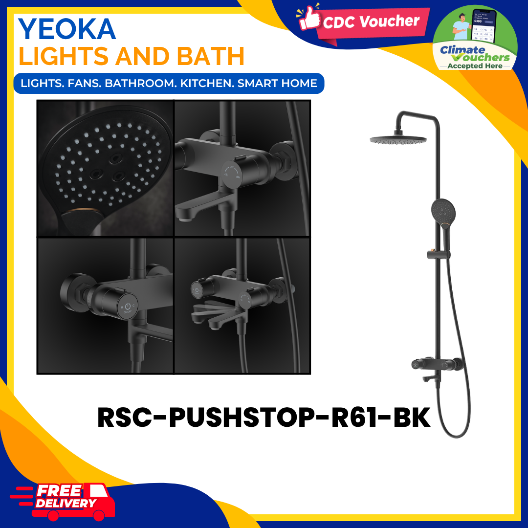 Rubine RSC-PUSHSTOP-R61-BK Rainshower Mixer Set