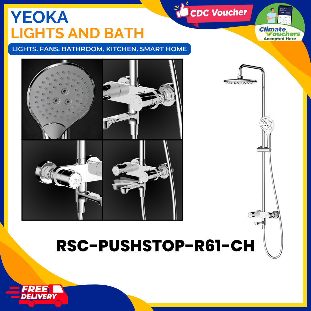 Rubine RSC-PUSHSTOP-R61-CH Rainshower Mixer Set