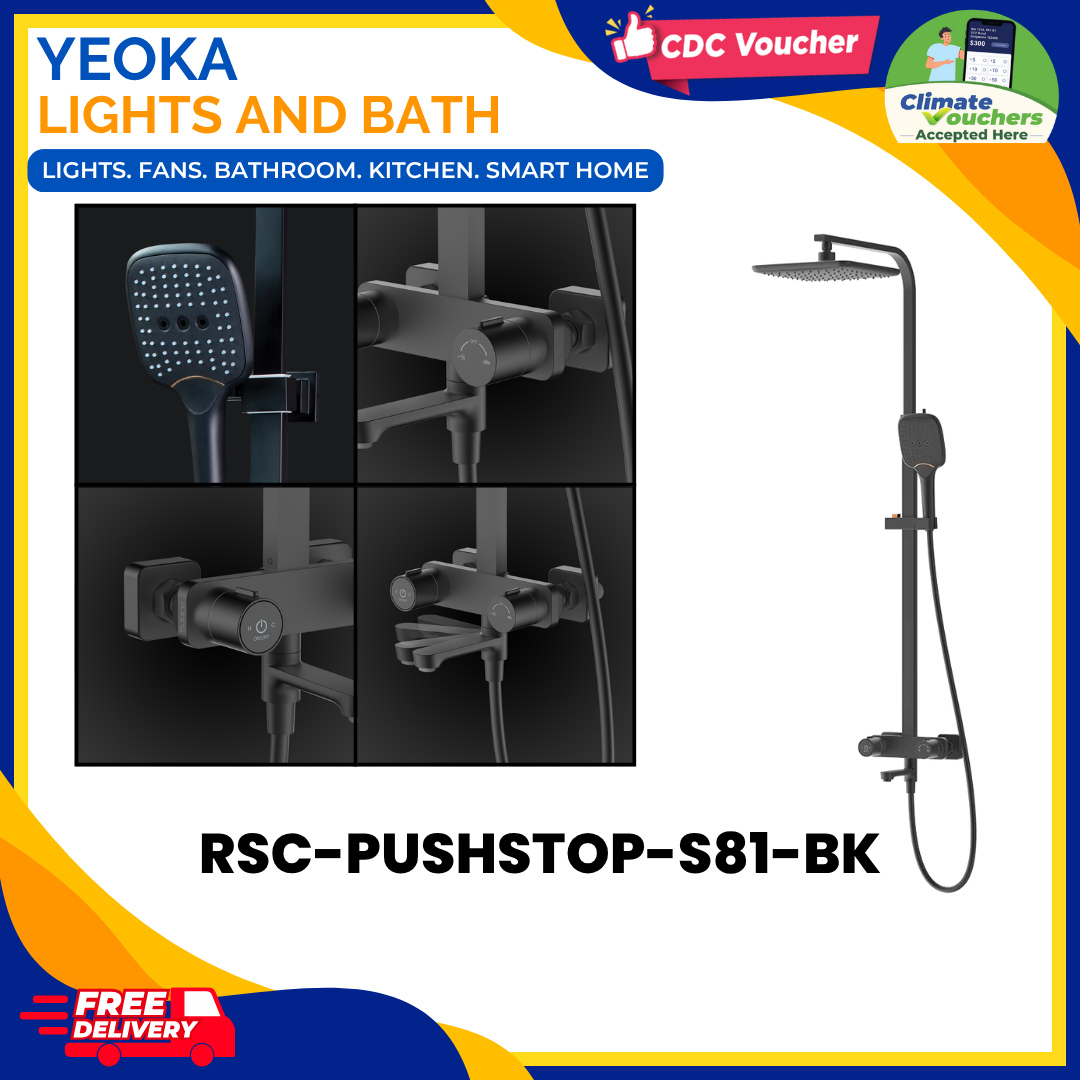 Rubine RSC-PUSHSTOP-S81-BK Rainshower Mixer Set