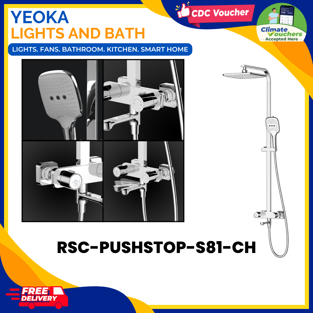 Rubine RSC-PUSHSTOP-S81-CH Rainshower Mixer Set