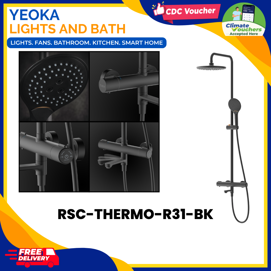 Rubine RSC-THERMO-R31-BK Rainshower Mixer Set