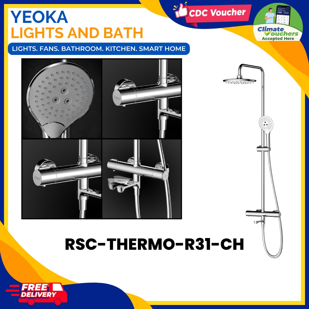 Rubine RSC-THERMO-R31-CH Rainshower Mixer Set