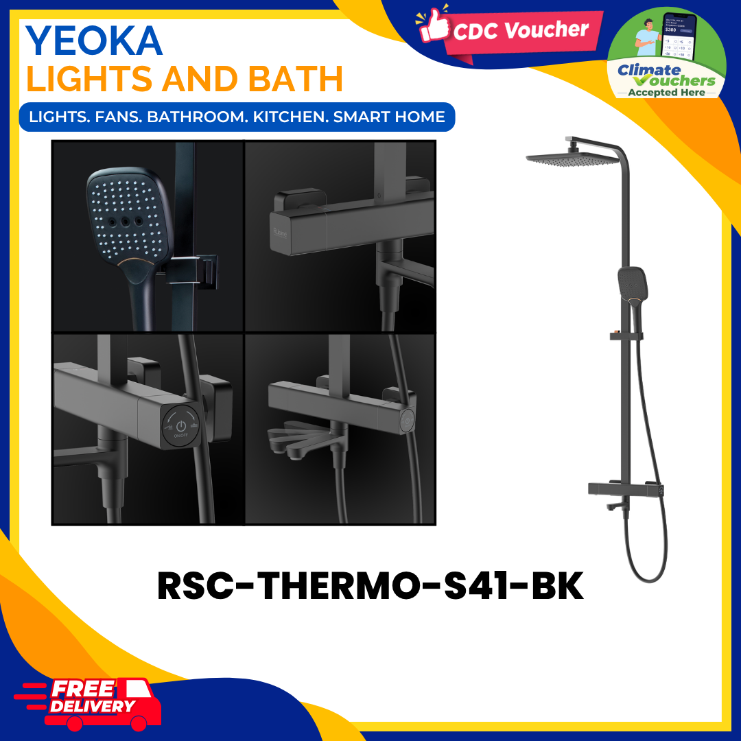 Rubine RSC-THERMO-S41-BK Rainshower Mixer Set